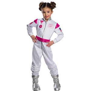 Rubie's Barbie Ufficiale Astronauta per bambini rosa e bianco, taglia 5-6 anni. Costume astronauta con cintura rosa e stivali inclusi Rubie's Barbie Ufficiale Astronauta per bambini rosa e bianco, taglia 5-6 anni. Costume astronauta con cintura rosa e stivali inclusi