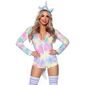 Leg Avenue Comfy Unicorn, features ultra-soft velvet plush zip up rainbow tie-dye romper with horn hood, furry main and tail, and magical mini wings. Leg Avenue Comfy Unicorn, features ultra-soft velvet plush zip up rainbow tie-dye romper with horn hood, furry main and tail, and magical mini wings.