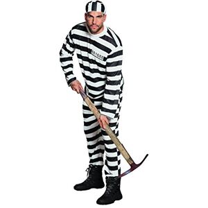 Boland Costume da prigioniero per adulti, taglia M/L, maglietta, pantaloni e berretto, set completo, detenuto, carnevale, festa a tema Boland Costume da prigioniero per adulti, taglia M/L, maglietta, pantaloni e berretto, set completo, detenuto, carnevale, festa a tema
