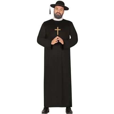 FIESTAS GUIRCA Costume da prete tonaca nera uomo economico taglia M FIESTAS GUIRCA Costume da prete tonaca nera uomo economico taglia M