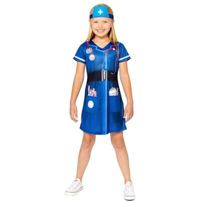 amscan Costume da Infermiera sostenibile ed Ecologico per Bambine, età: 2-10 Anni, Blu, 3-4 Anni amscan Costume da Infermiera sostenibile ed Ecologico per Bambine, età: 2-10 Anni, Blu, 3-4 Anni
