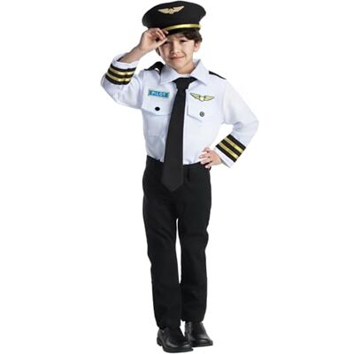 Dress Up America Costume da Pilota per Bambini Divisa da Capitano d'Aereo Deluxe con Giacca e Cappello Vestito da Aviatore per Halloween e Carnevale Dress Up America Costume da Pilota per Bambini Divisa da Capitano d'Aereo Deluxe con Giacca e Cappello Vestito da Aviatore per Halloween e Carnevale