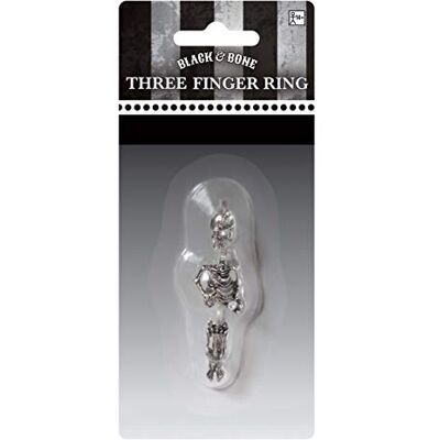 amscan 841435-55 Anello scheletro 3 pezzi, argento, anello a tre dita, accessorio per carnevale e Halloween, fantasma, gotico, bigiotteria, travestimento, costume amscan 841435-55 Anello scheletro 3 pezzi, argento, anello a tre dita, accessorio per carnevale e Halloween, fantasma, gotico, bigiotteria, travestimento, costume