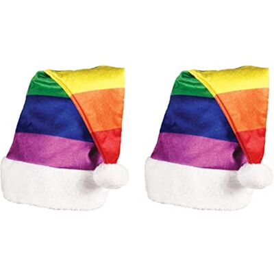 Beistle Cappelli di Babbo Natale arcobaleno in tessuto di velluto, 2 pezzi per Natale, accessori per feste, taglia unica, colore: Rosso/Arancione/Giallo/Verde/Blu/Viola/Bianco Beistle Cappelli di Babbo Natale arcobaleno in tessuto di velluto, 2 pezzi per Natale, accessori per feste, taglia unica, colore: Rosso/Arancione/Giallo/Verde/Blu/Viola/Bianco