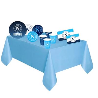 ART Kit Festa a Tema Napoli Calcio Piatti Bicchieri Tovaglioli + Decorazioni varie per il tuo compleanno o per la festa a tema Napoli (Kit con tovaglia) ART Kit Festa a Tema Napoli Calcio Piatti Bicchieri Tovaglioli + Decorazioni varie per il tuo compleanno o per la festa a tema Napoli (Kit con tovaglia)