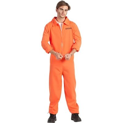 Boland – Costume da detenuto per adulti, tuta da prigione monopezzo con cerniera per carnevale, Halloween e feste a tema Boland – Costume da detenuto per adulti, tuta da prigione monopezzo con cerniera per carnevale, Halloween e feste a tema