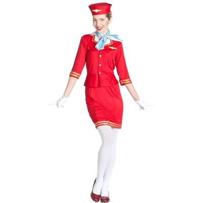 Boland Costume da hostess, 6 pezzi, costume in maschera per feste a tema, Halloween o carnevale, assistente di volo Boland Costume da hostess, 6 pezzi, costume in maschera per feste a tema, Halloween o carnevale, assistente di volo