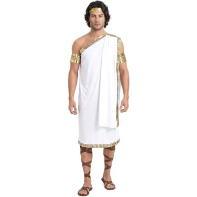 DEGUISE TOI Costume da greco antico per uomo Grigio, bianco Taglia unica DEGUISE TOI Costume da greco antico per uomo Grigio, bianco Taglia unica