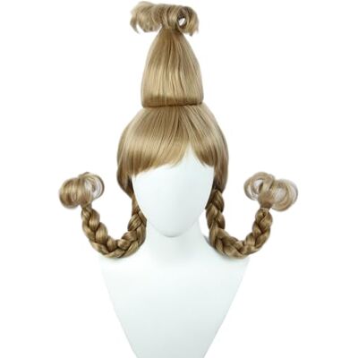 Linfairy Parrucca da Ragazza di Natale con Trecce di filo Parrucca Percostume Cosplay di Halloween per Donna Linfairy Parrucca da Ragazza di Natale con Trecce di filo Parrucca Percostume Cosplay di Halloween per Donna