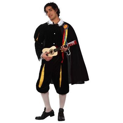 Atosa Halloween Costume Medievale Musicista Uomo M-L Nero-Carnevale Uomo Atosa Halloween Costume Medievale Musicista Uomo M-L Nero-Carnevale Uomo