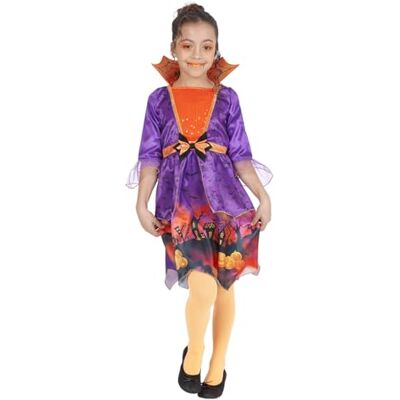 Costume da strega carina per bambina - viola-arancione Costume da strega carina per bambina - viola-arancione
