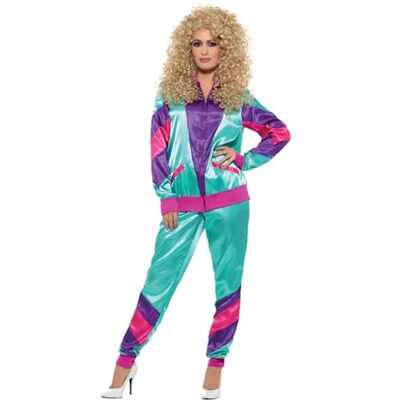 SMIFFYS Costume Tuta anni '80 all'ultima moda, da donna, ottanio e viola, con giacca e pantaloni Halloween SMIFFYS Costume Tuta anni '80 all'ultima moda, da donna, ottanio e viola, con giacca e pantaloni Halloween
