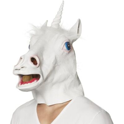 Générique Maschera da testa di unicorno in lattice per adulti - costume Générique Maschera da testa di unicorno in lattice per adulti - costume