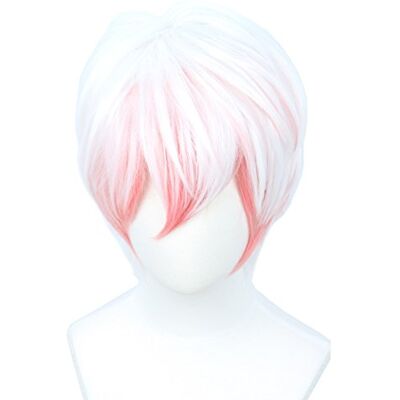 Linfairy Parrucca corta dritta rosa bianca per cosplay, costume di Halloween, parrucca piena per uomo Linfairy Parrucca corta dritta rosa bianca per cosplay, costume di Halloween, parrucca piena per uomo