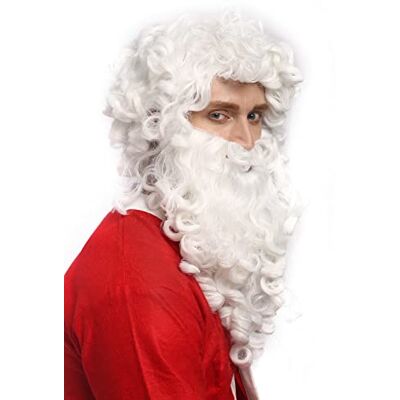 WIG ME UP 01-A+B-P60 Set Parrucca e Barba Babbo Natale Santa Claus San Nicola Ruprecht Profeta Dio Bianco WIG ME UP 01-A+B-P60 Set Parrucca e Barba Babbo Natale Santa Claus San Nicola Ruprecht Profeta Dio Bianco
