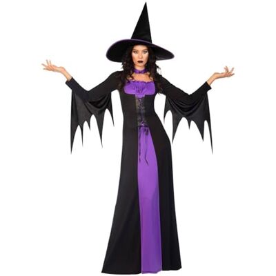 amscan 9908296 Costume da strega viola classico da donna per adulti, costume di Halloween e cappello per la settimana del libro, taglia UK 18-20 amscan 9908296 Costume da strega viola classico da donna per adulti, costume di Halloween e cappello per la settimana del libro, taglia UK 18-20