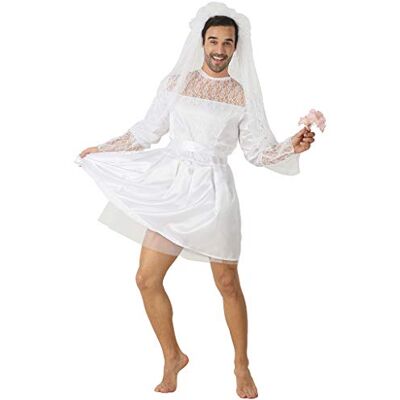 EraSpooky Uomo Addio al Celibato Divertente Costume Bianca Sposa Matrimonio Vestito EraSpooky Uomo Addio al Celibato Divertente Costume Bianca Sposa Matrimonio Vestito