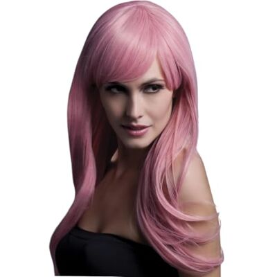 SMIFFYS Collezione Fever Parrucca Sienna, rosa pastello, lunga sfilzata con frangetta, 66 cm/26 Pollici Halloween SMIFFYS Collezione Fever Parrucca Sienna, rosa pastello, lunga sfilzata con frangetta, 66 cm/26 Pollici Halloween