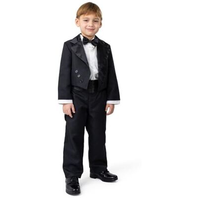 Dress Up America Costume da Maggiordomo per Bambini Set Smoking Nero con Frac Vestito Elegante da Gentiluomo per Halloween, Carnevale e Recite Scolastiche Dress Up America Costume da Maggiordomo per Bambini Set Smoking Nero con Frac Vestito Elegante da Gentiluomo per Halloween, Carnevale e Recite Scolastiche