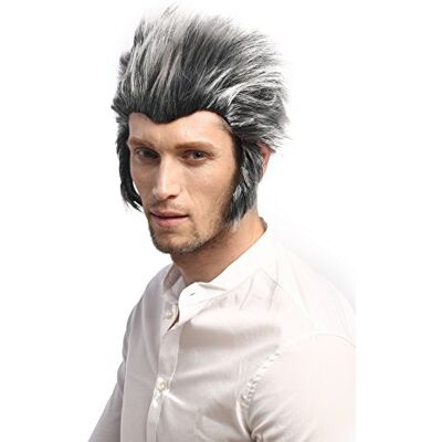 WIG ME UP 91334-ZA63ATZA103 Parrucca Uomo Carnevale Halloween Attacco Uomo Lupo Grigio Nero Cotonata Basette WIG ME UP 91334-ZA63ATZA103 Parrucca Uomo Carnevale Halloween Attacco Uomo Lupo Grigio Nero Cotonata Basette