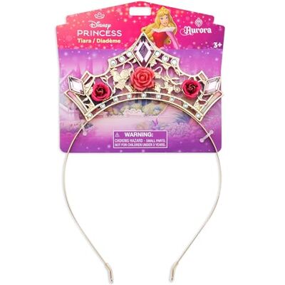 Disney Official Tiara Bimbi Aurora, La Bella Addormentata nel Bosco, Accessorio per Costume con Finitura Dorata, Rose Rosa e Strass Disney Official Tiara Bimbi Aurora, La Bella Addormentata nel Bosco, Accessorio per Costume con Finitura Dorata, Rose Rosa e Strass