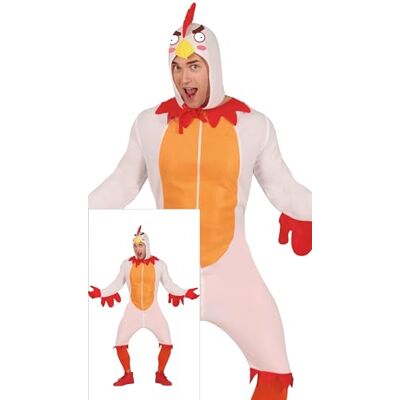 Costume di pollo bianco con cappuccio per uomo - Costume Costume di pollo bianco con cappuccio per uomo - Costume