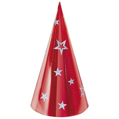 Ciao Set 12 Cappelli a Cono di Carta Metallizzati con Stelle, 30 cm, Colori Assortiti Ciao Set 12 Cappelli a Cono di Carta Metallizzati con Stelle, 30 cm, Colori Assortiti