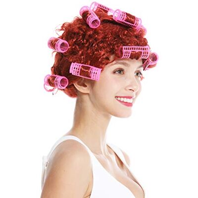 WIG ME UP -P350 Carnevale Halloween Parrucca Donna Casalinga Bigodini Rame Rosso Trash Drag Queen WIG ME UP -P350 Carnevale Halloween Parrucca Donna Casalinga Bigodini Rame Rosso Trash Drag Queen