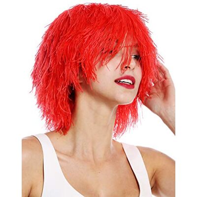 WIG ME UP -K120B Parrucca Donna Uomo Carnevale Arruffata Voluminosa Coboldo Clown Rosso Rosso Fuoco WIG ME UP -K120B Parrucca Donna Uomo Carnevale Arruffata Voluminosa Coboldo Clown Rosso Rosso Fuoco
