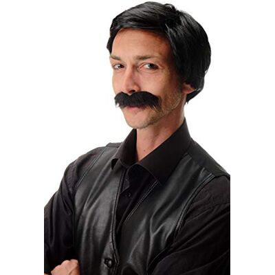 WIG ME UP -4129-P103 Parrucca& Barba Carnevale Halloween Bandito Vecchia Scuola Gentiluomo Sud America Gangster Cartello Droga Boss Nero WIG ME UP -4129-P103 Parrucca& Barba Carnevale Halloween Bandito Vecchia Scuola Gentiluomo Sud America Gangster Cartello Droga Boss Nero