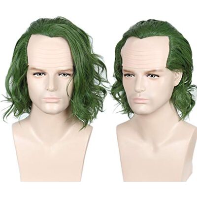 Linfairy Parrucca Corta da Clown Calvo Costume Cosplay di Halloween Parrucca Riccia Verde Linfairy Parrucca Corta da Clown Calvo Costume Cosplay di Halloween Parrucca Riccia Verde