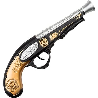 Boland Pistola pirata, ca. 28 cm, plastica, oro-argento-nero, effetto storico, carnevale, Halloween, festa a tema, pirata, capitano Jack, maledizione dei Caraibi, travestimento Boland Pistola pirata, ca. 28 cm, plastica, oro-argento-nero, effetto storico, carnevale, Halloween, festa a tema, pirata, capitano Jack, maledizione dei Caraibi, travestimento