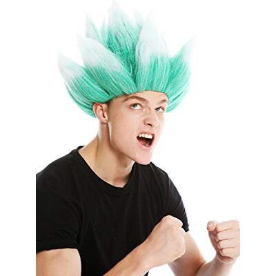 WIG ME UP -PC18TP60 Parrucca Donna Uomo Carnevale Cotonata Demone Diavolo Troll Fiore Verde Bianco WIG ME UP -PC18TP60 Parrucca Donna Uomo Carnevale Cotonata Demone Diavolo Troll Fiore Verde Bianco