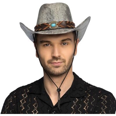 Boland Cappello da cowboy Billy con nastro, cappello western per feste a tema, carnevale, accessori per costumi di carnevale, addio al celibato Boland Cappello da cowboy Billy con nastro, cappello western per feste a tema, carnevale, accessori per costumi di carnevale, addio al celibato