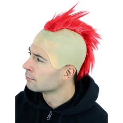 WIG ME UP Parrucca Carnevale Halloween Punk Taglio Mohawk/Irokese Rosso sulla Testa Calva 4201-PC13 WIG ME UP Parrucca Carnevale Halloween Punk Taglio Mohawk/Irokese Rosso sulla Testa Calva 4201-PC13