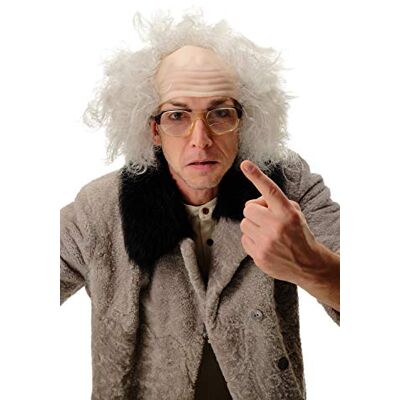 WIG ME UP -3893-P68A Parrucca Mezza pelata Uomo Carnevale Halloween Vecchio Nonno Pazzo Professore Scienziato Einstein Civetta Grigio WIG ME UP -3893-P68A Parrucca Mezza pelata Uomo Carnevale Halloween Vecchio Nonno Pazzo Professore Scienziato Einstein Civetta Grigio