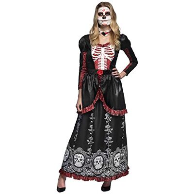 Boland Costume da teschio per adulti, abito lungo e girocollo, Senora Adriana, Dia de los Muertos, travestimento, Halloween, carnevale, festa a tema Boland Costume da teschio per adulti, abito lungo e girocollo, Senora Adriana, Dia de los Muertos, travestimento, Halloween, carnevale, festa a tema