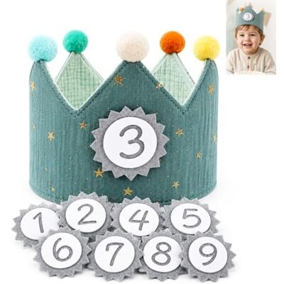 Carehabi Cappellini Compleanno Bambini Corona Compleanno Tessuto Cappello da Festa di per Bambini Corona Stoffa Compleanno Bambino con Numeri Intercambiabili da 0 a 9 Carehabi Cappellini Compleanno Bambini Corona Compleanno Tessuto Cappello da Festa di per Bambini Corona Stoffa Compleanno Bambino con Numeri Intercambiabili da 0 a 9