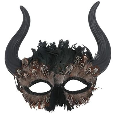 Maschera veneziana con piume e corna Smiffys 52808 - costume Maschera veneziana con piume e corna Smiffys 52808 - costume