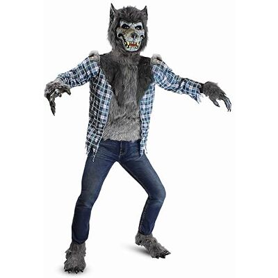 Spooktacular Creations Costume Lupo Mannaro da Bambini Ululante Vestito Lupo con Maschera per Halloween Dress Up Party (Grigio) (Gray, Large) Spooktacular Creations Costume Lupo Mannaro da Bambini Ululante Vestito Lupo con Maschera per Halloween Dress Up Party (Grigio) (Gray, Large)