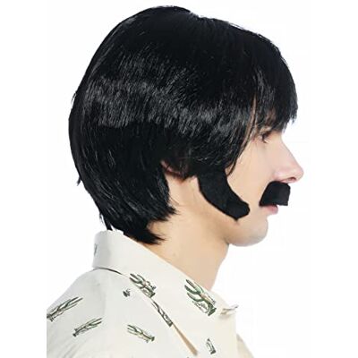 WIG ME UP -91872-P103 Parrucca Baffi Basette Set Carnevale Halloween Nero Retrò Anni 70 TV Cop Poliziotto WIG ME UP -91872-P103 Parrucca Baffi Basette Set Carnevale Halloween Nero Retrò Anni 70 TV Cop Poliziotto