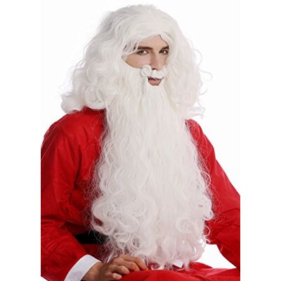 WIG ME UP -08-A+B-ZA60 Set Parrucca & Barba Bianco Babbo Natale Santa Claus San Nicola Servo Ruprecht WIG ME UP -08-A+B-ZA60 Set Parrucca & Barba Bianco Babbo Natale Santa Claus San Nicola Servo Ruprecht