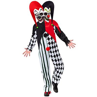 amscan 9917863 Costume da clown giullare da uomo a due facce per Halloween, multicolore, L amscan 9917863 Costume da clown giullare da uomo a due facce per Halloween, multicolore, L