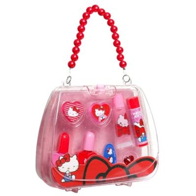 AIR-VAL INTERNATIONAL Hello Kitty Beauty Pochette con Collana di Perle Set di Trucco per Bambini con Rossetto, Smalto e Accessori a Forma di Cuore AIR-VAL INTERNATIONAL Hello Kitty Beauty Pochette con Collana di Perle Set di Trucco per Bambini con Rossetto, Smalto e Accessori a Forma di Cuore