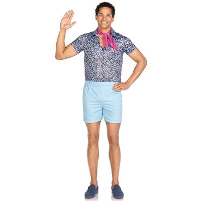 Leg Avenue 3 PC Mr Malibu, includes button up leopard print shirt, elastic waist shorts with pockets, and neck scarf Leg Avenue 3 PC Mr Malibu, includes button up leopard print shirt, elastic waist shorts with pockets, and neck scarf