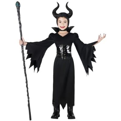 Boland Costume da bambina Evil Queen, set con cappuccio, abito e corsetto, costume da diavoletta per Halloween, Carnevale e feste a tema Boland Costume da bambina Evil Queen, set con cappuccio, abito e corsetto, costume da diavoletta per Halloween, Carnevale e feste a tema