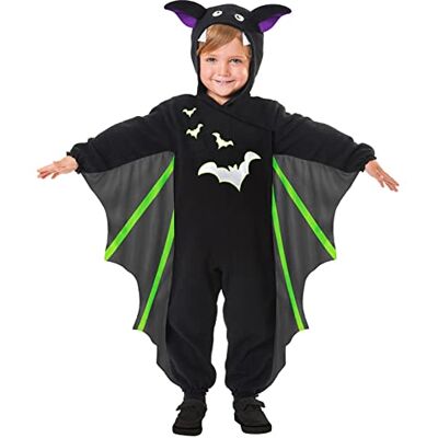 amscan Genererique Costume da pipipistrello per Halloween, costume da Halloween, nero/viola/verde, 98/104 (3-4 anni) amscan Genererique Costume da pipipistrello per Halloween, costume da Halloween, nero/viola/verde, 98/104 (3-4 anni)