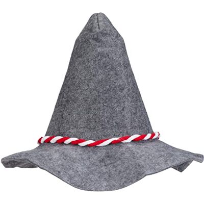 Relaxdays Cappellino Premium in Feltro spesso 6 mm, con Cordoncino Rosso e Bianco, Stile Bavarese, Grigio Relaxdays Cappellino Premium in Feltro spesso 6 mm, con Cordoncino Rosso e Bianco, Stile Bavarese, Grigio