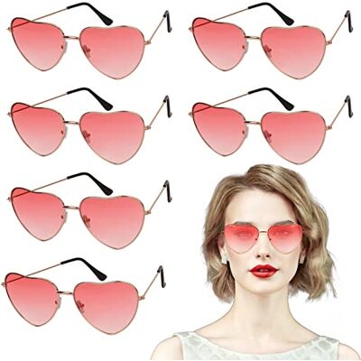 YOLOUP 6 paia di occhiali a forma di cuore, stile retrò, stile hippie, occhiali da sole, per feste in maschera, per uomo e donna, anni '60, 70, 80, 90, feste in maschera, feste di carnevale YOLOUP 6 paia di occhiali a forma di cuore, stile retrò, stile hippie, occhiali da sole, per feste in maschera, per uomo e donna, anni '60, 70, 80, 90, feste in maschera, feste di carnevale
