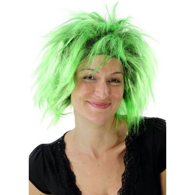 WIG ME UP Parrucca Carnevale Punk Anni 80 Colore Nero-Verde Nuova PW0078-P103PC15 WIG ME UP Parrucca Carnevale Punk Anni 80 Colore Nero-Verde Nuova PW0078-P103PC15